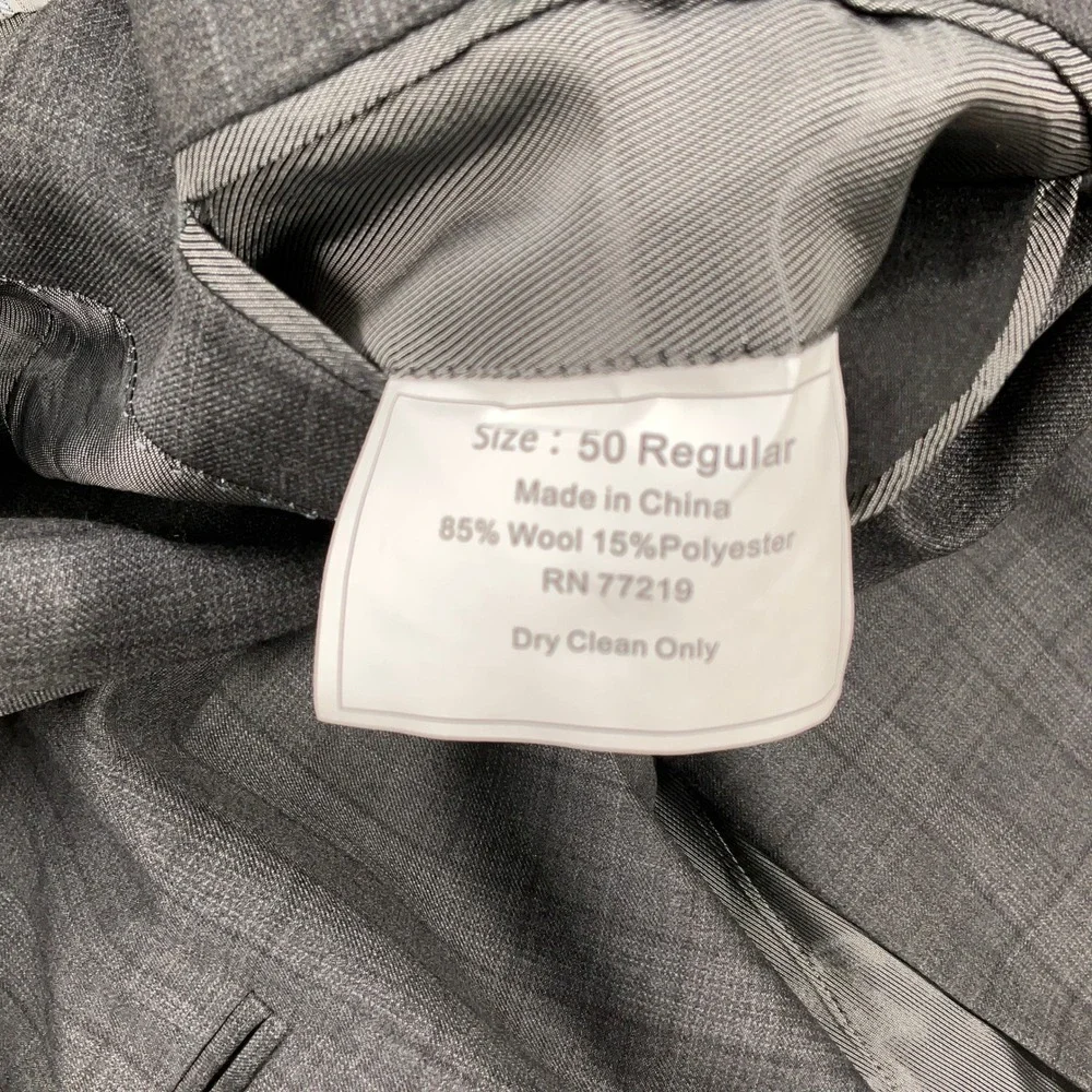 Pronto Uomo Platinum Suit Men 50R Gray Plaid 2 Button Wool Sport‎ Jacket